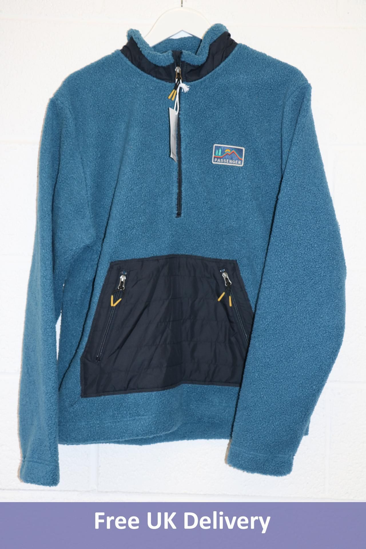 Passenger Men's Oceanside 1/2 Zip Sherpa Fleece, Blue Steel, Size L