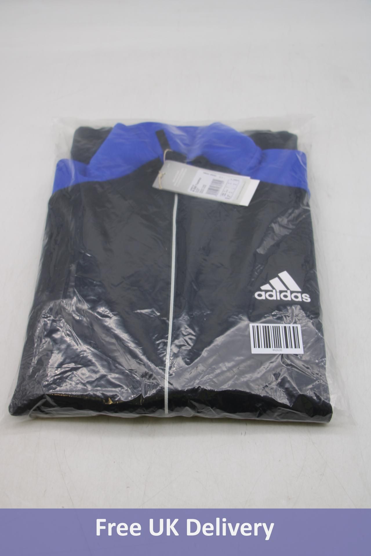 Adidas Men's Full-Zip Hoodie, Black/Blue, UK Size L