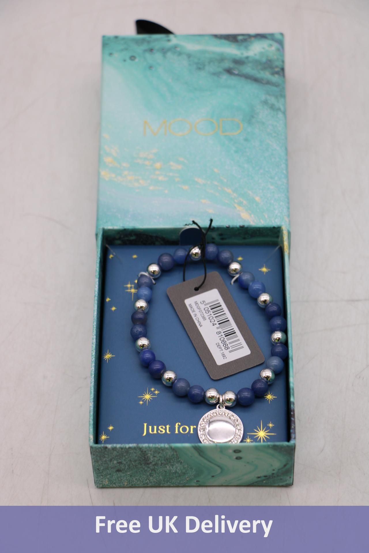 Five Jon Richard Mood Silver and Blue Beaded Disc Charm Bracelet