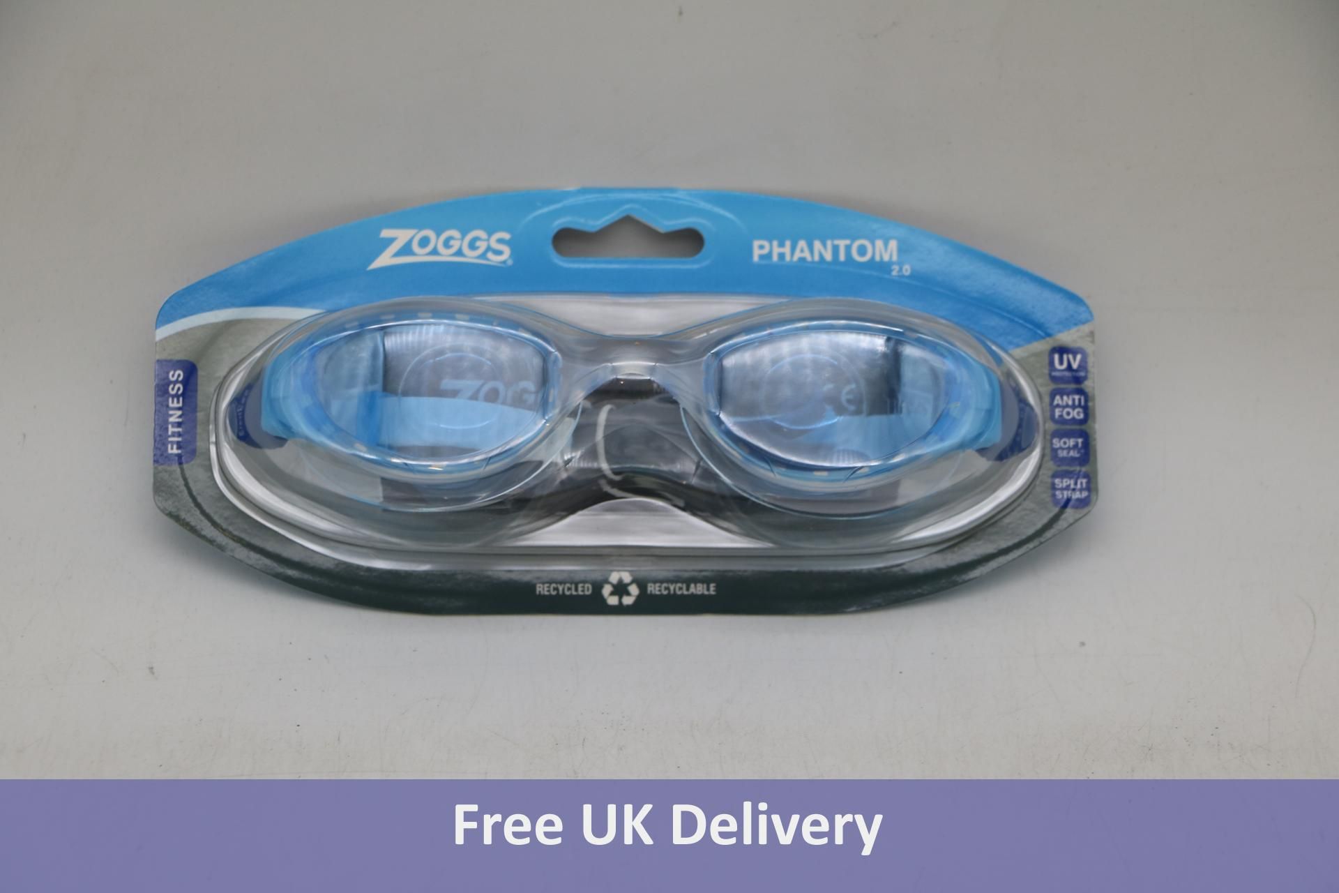 Six Zoggs Phantom 2.0 Junior Swimming Goggles, Purple