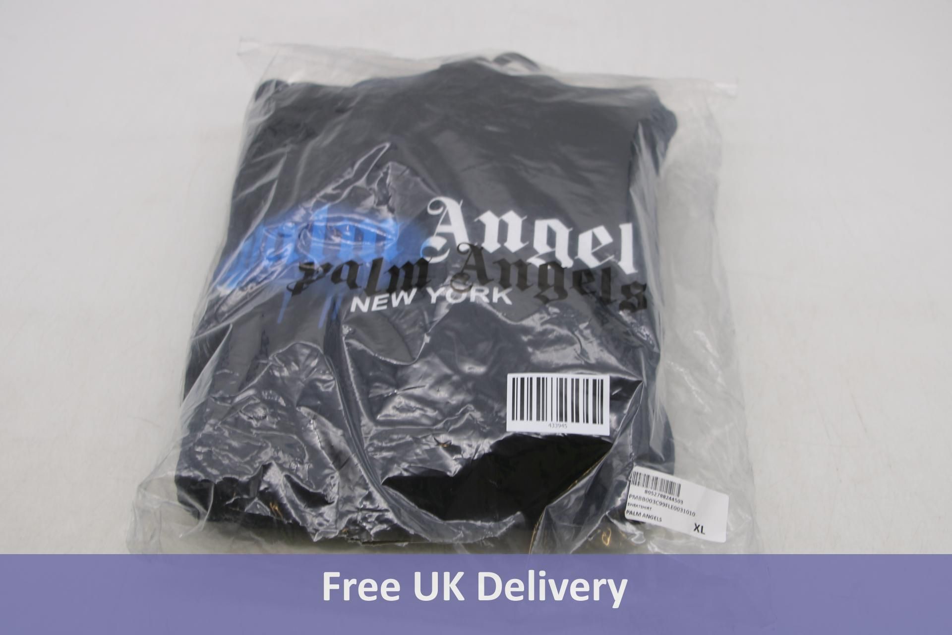 Palm Angels Men's New York Spray Paint Hooded Sweater, Black, X-Large