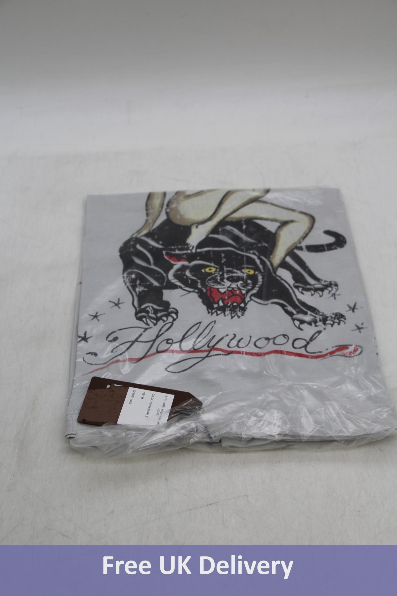 Two Ed Hardy Holly Panther T-Shirts, 1x Washed Grey and 1x Washed Mosstone, M