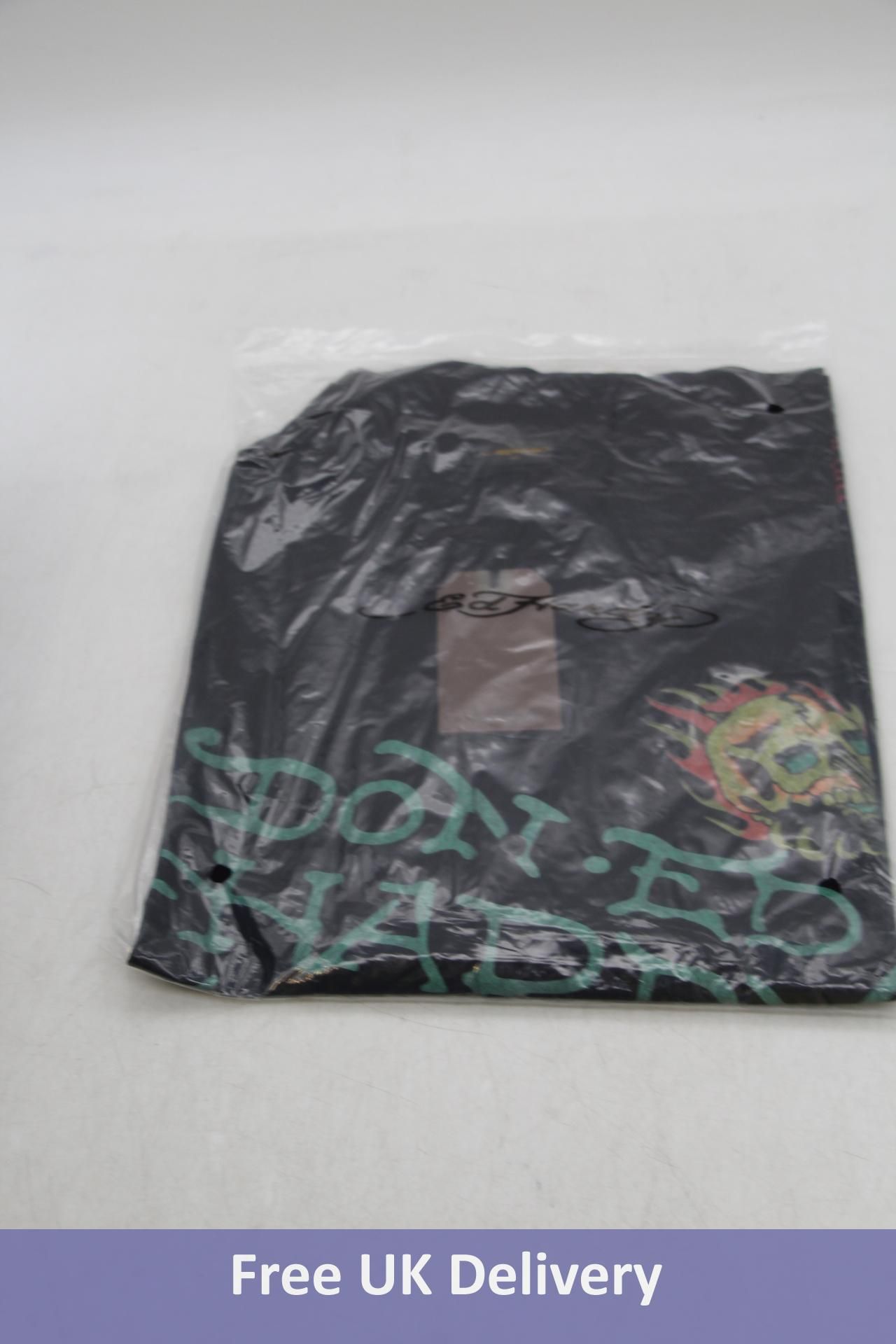 Two Ed Hardy Rider Camp Shirt, 1x Black and 1x Bright White, M