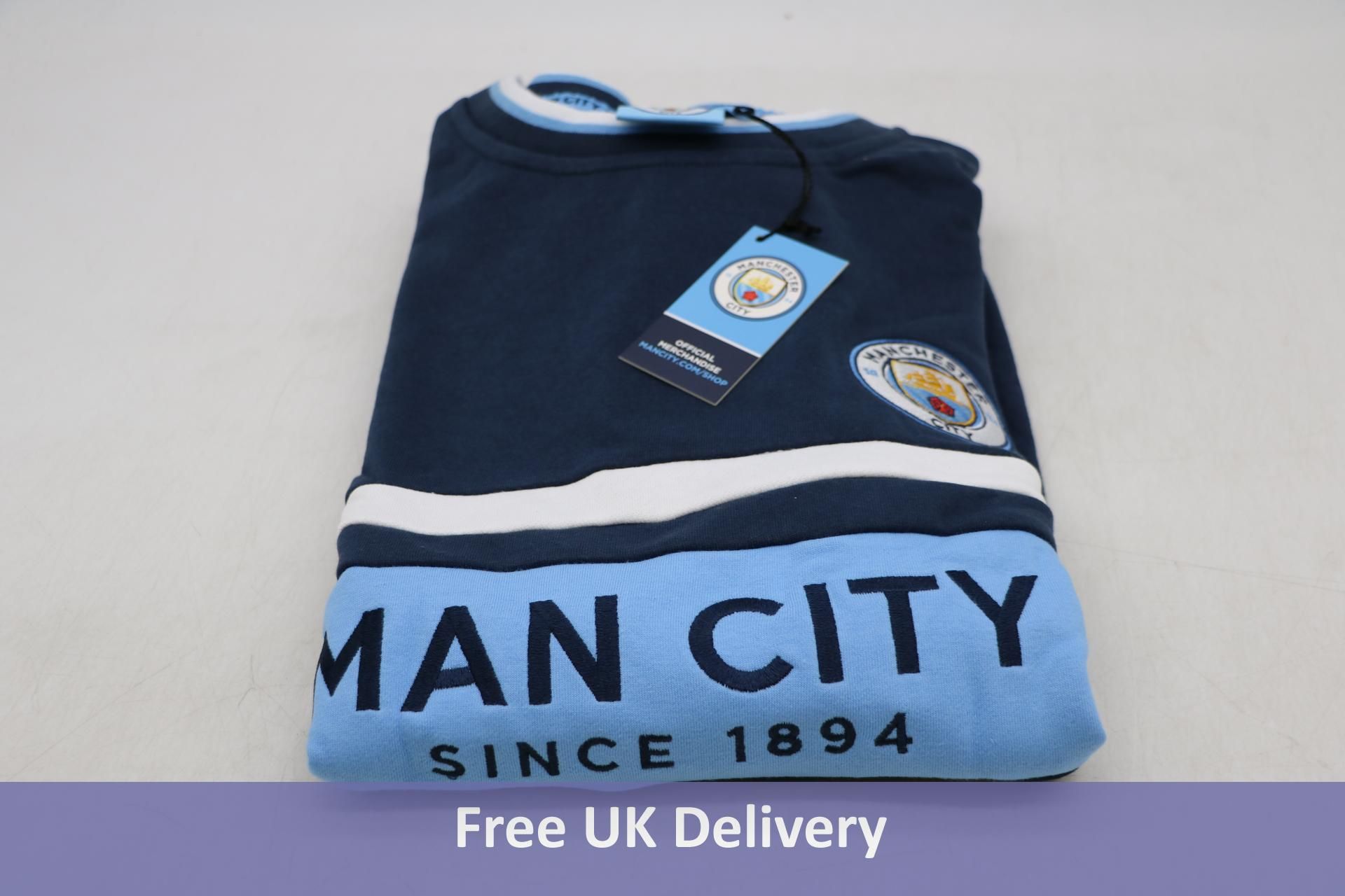 Manchester City Men's Crew Neck Sweatshirt, Navy, UK XL