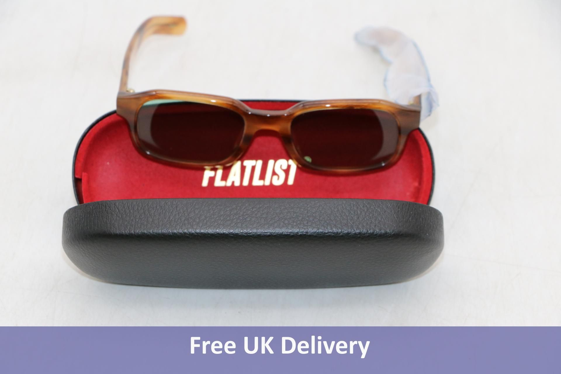 Flatlist Hanky Sunglasses, Donegal Horn/Solid Teal Lens, 005 070. Box damaged