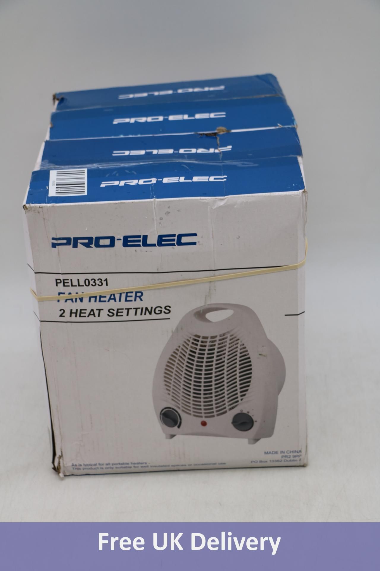 Two Pro Elec 2Kw Fan Heater, 2 Heat Settings, Thermostat Control White