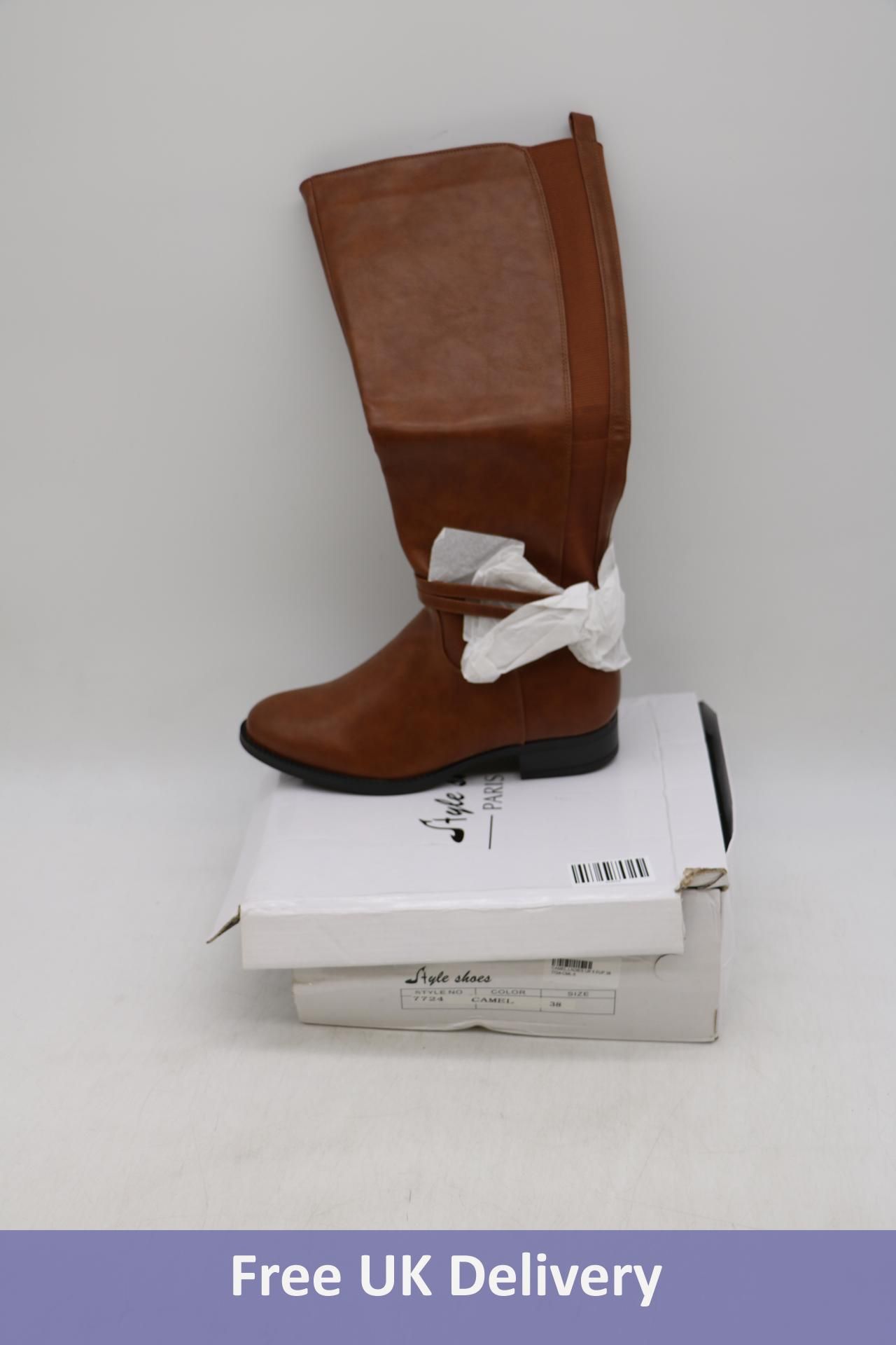 Style Shoes Women's Vintage Leather Boots, Camel, UK 5. Box damaged