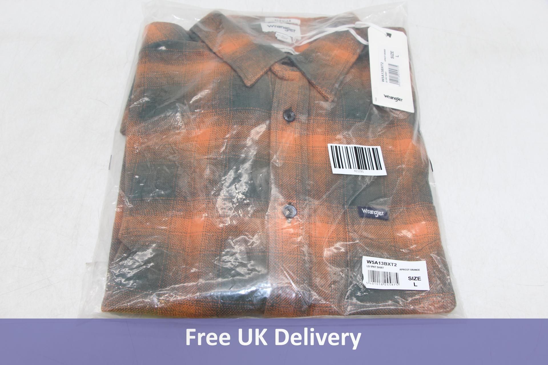 Wrangler Men's LS 1PKT Shirt, Apricot Orange, Size L