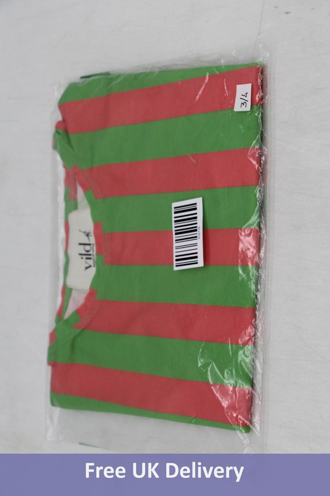 Vild House of Little Kids Striped T-Shirt, Orange/Green Stripe, age 5-6 Years