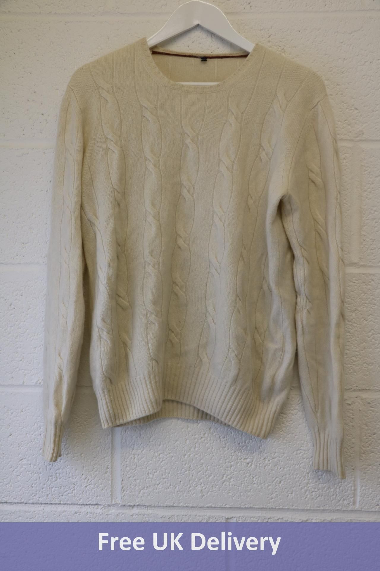 Loro Piana Cable-Knit Baby Cashmere Sweater, Ivory, Size 50. Used, Good Condition, Some piling to it