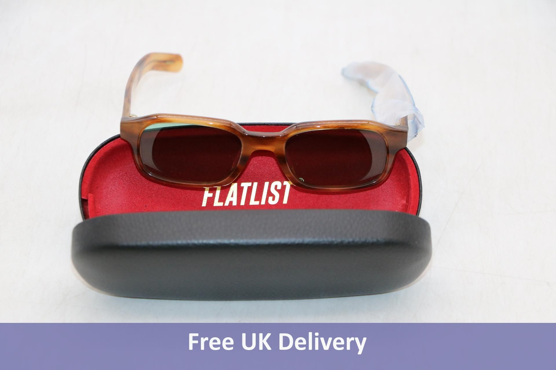 Flatlist Hanky Sunglasses, Donegal Horn/Solid Teal Lens, 005 070. Box damaged