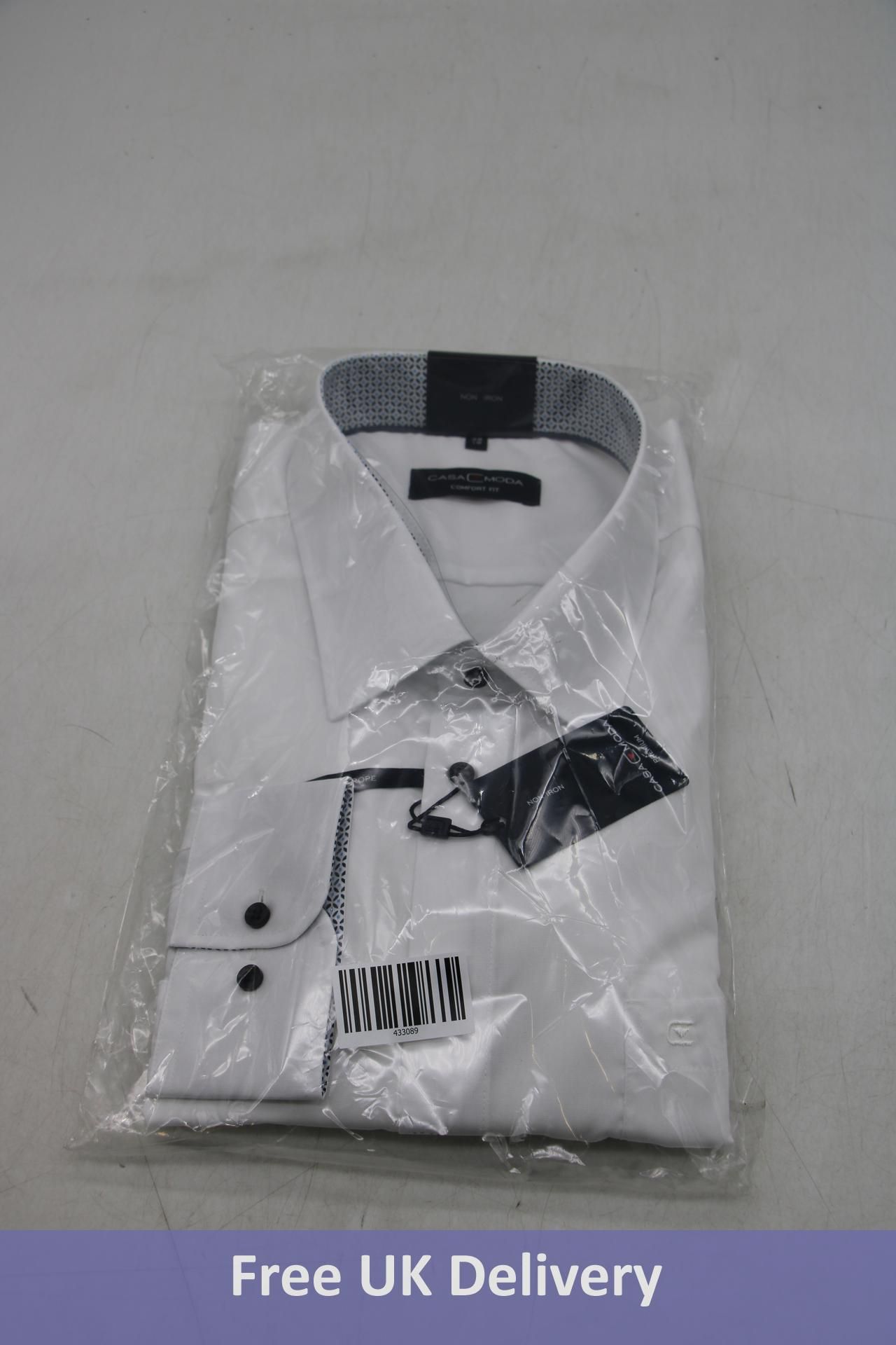 Casa Moda Men's Comfort Fit Non Iron Shirt, White, Size 48, Collar 19