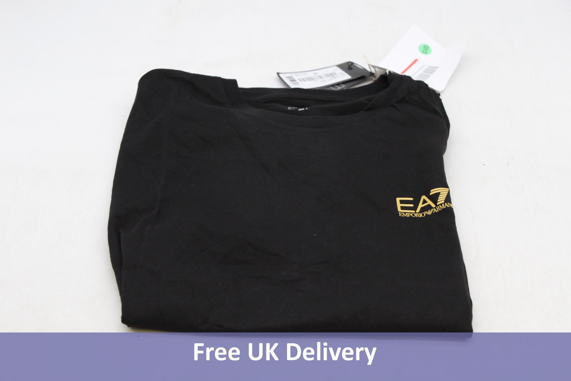 Emporio Armani EA7 Chest Logo T-Shirt, Black/Gold, Size L