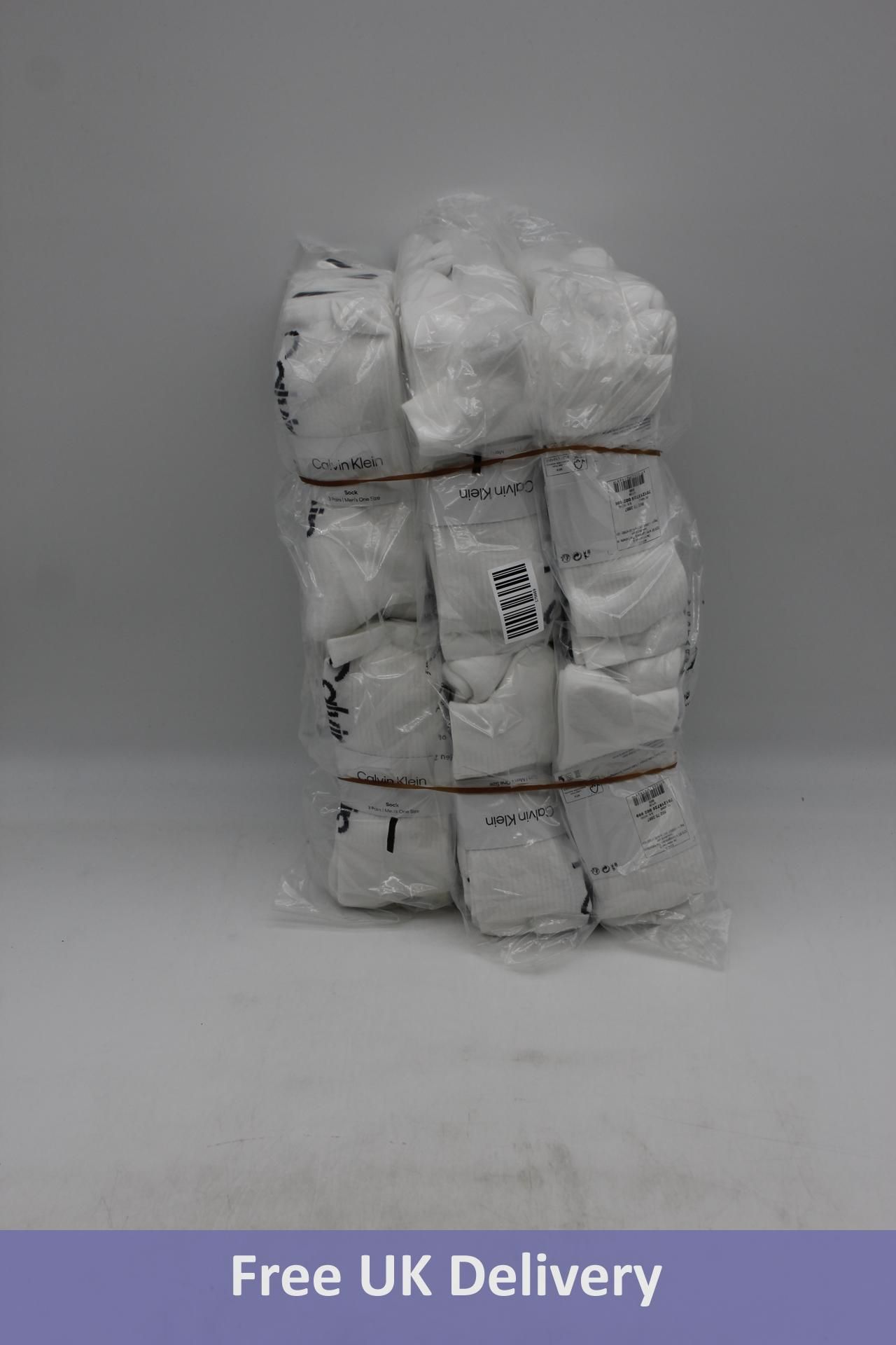Three Packs of Six By Three Pairs Calvin Klein White Socks, One Size