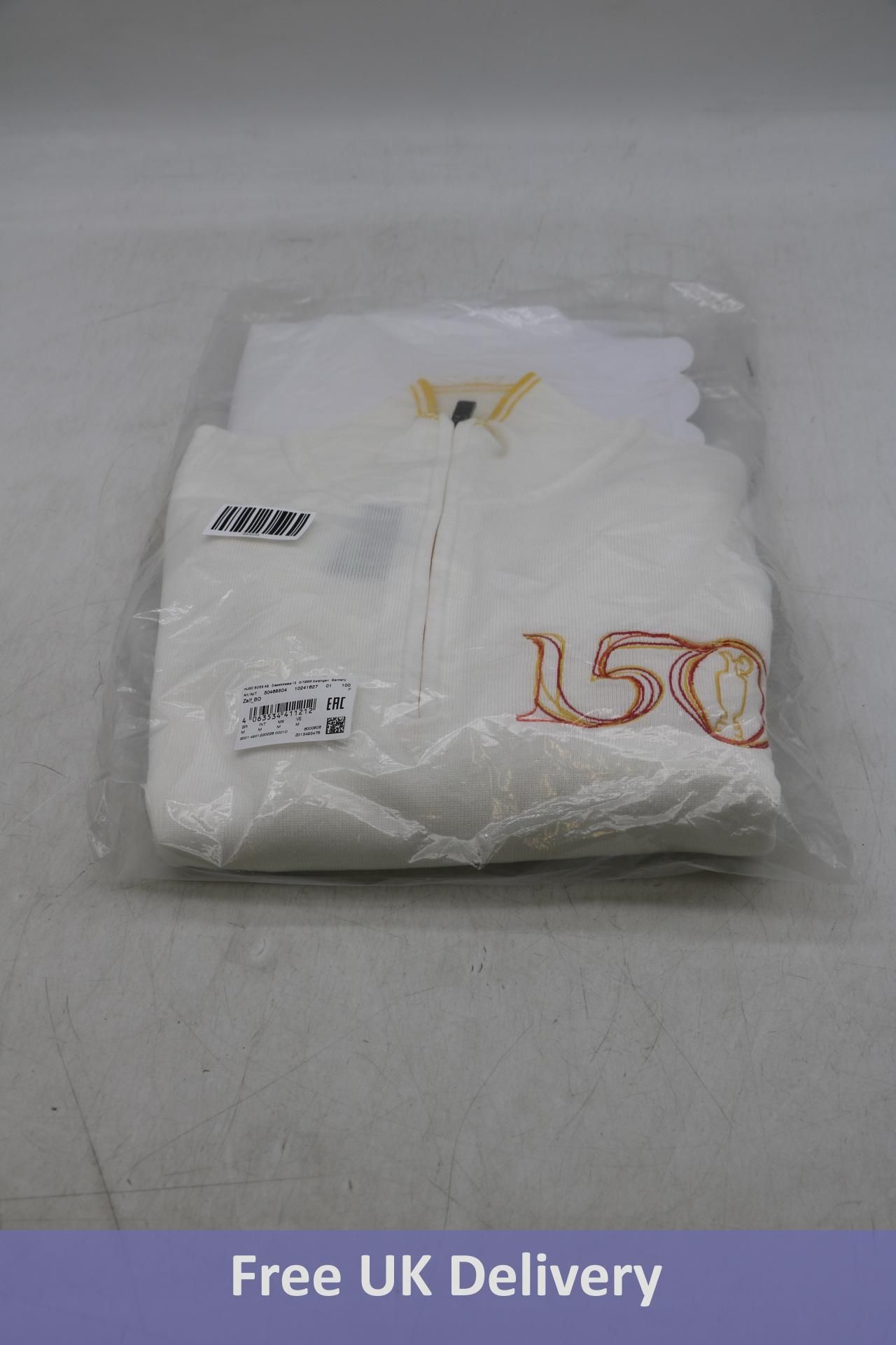 Hugo Boss Zalf 150th Open Half Zip Sweater, White 100, Size M