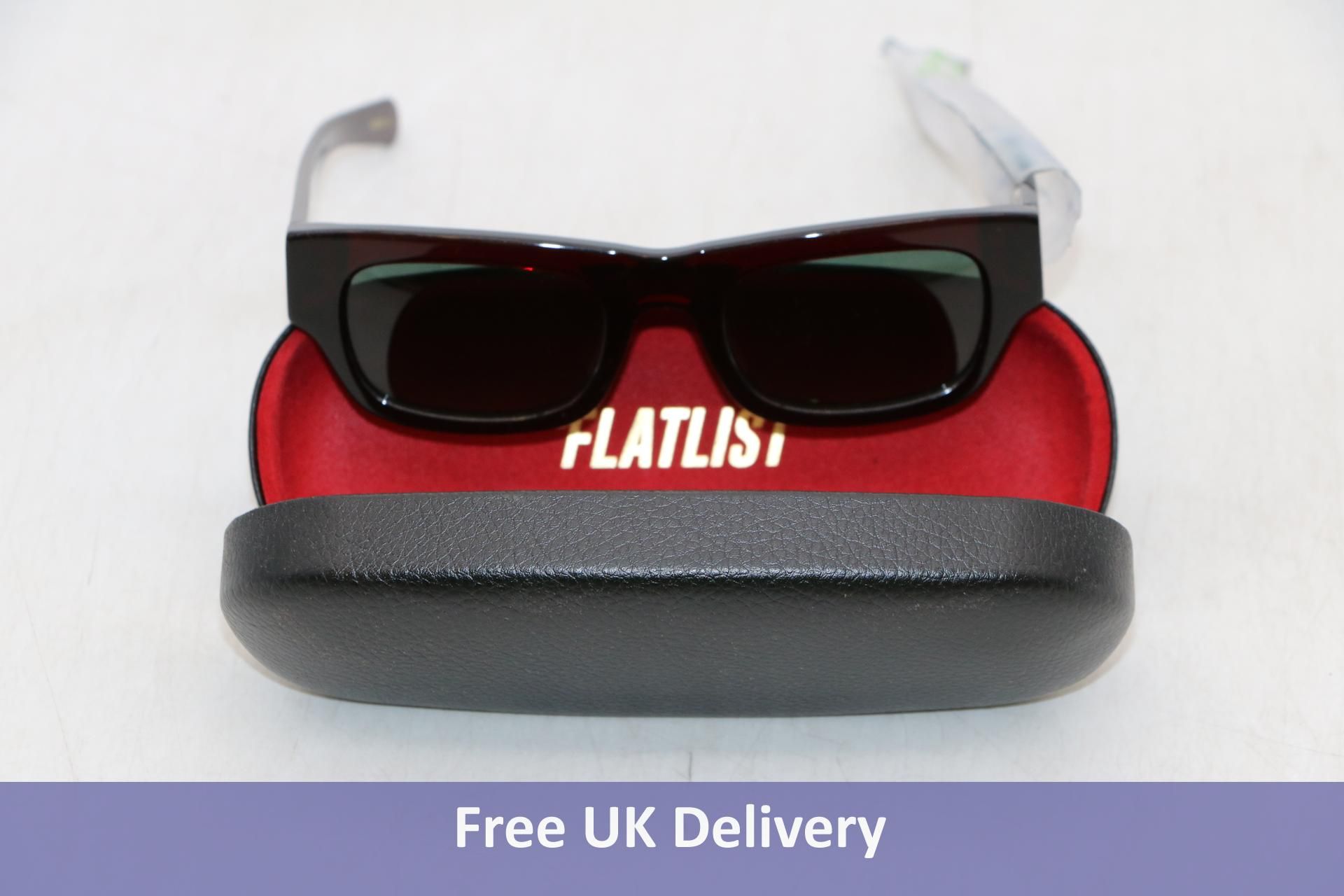 Flatlist Frankie Sunglasses, Solid Burgundy/Green Gradient Lens 011 029. Box damaged