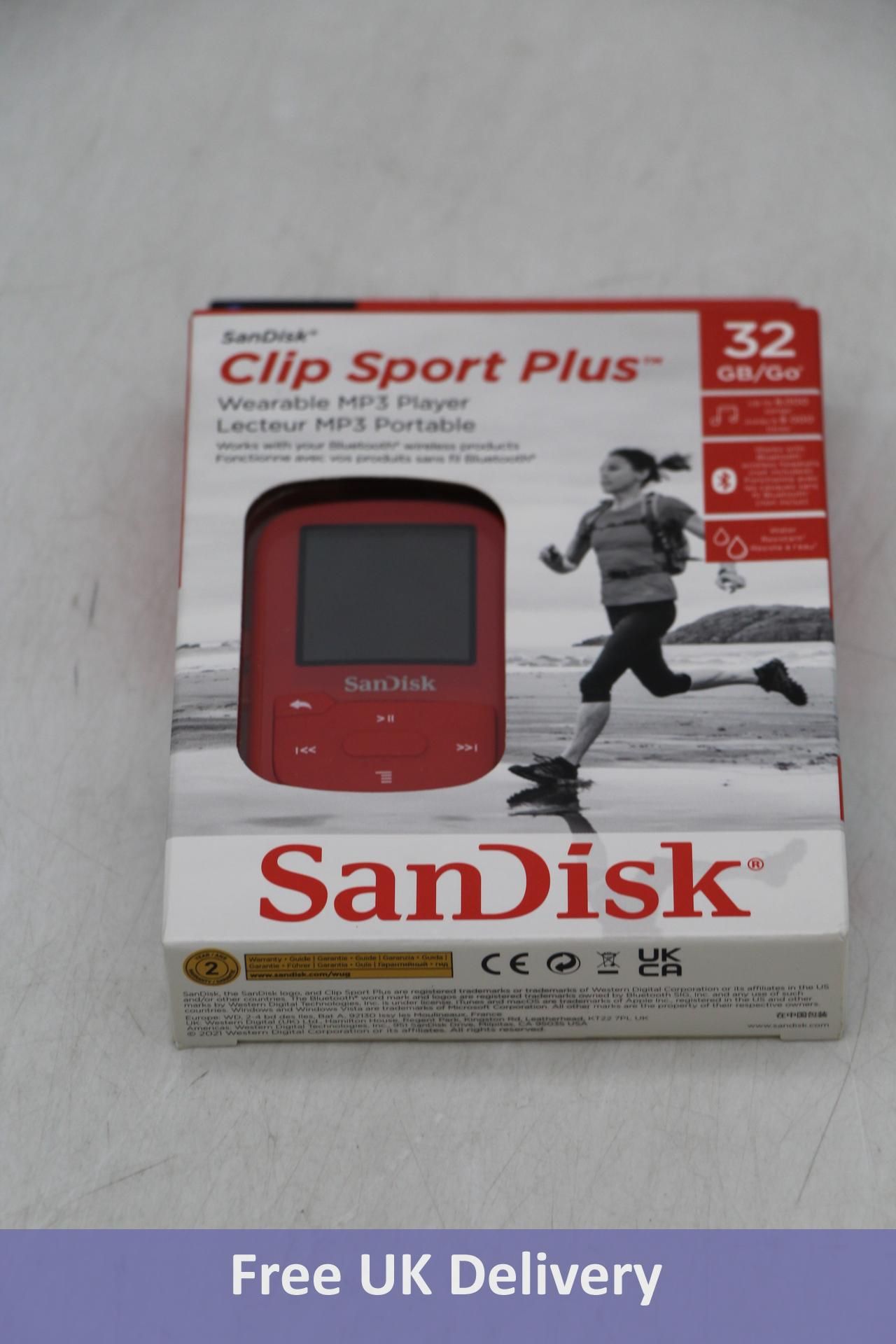 SanDisk Clip Sport Plus MP3 Player, Red, 32Gb