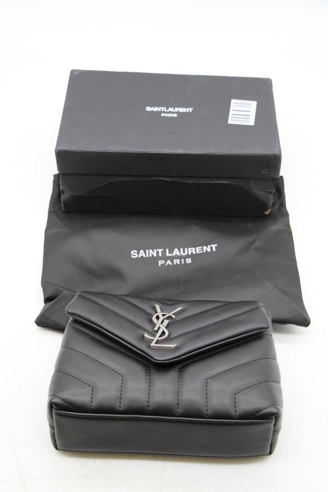 Saint Laurent Women's Leather Cassandre Matelasse Envelope Chain Bag, Black. Box damaged - Image 2 of 2