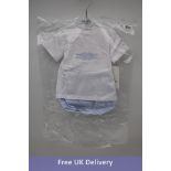 Five Rapife Baby's T-Shirt and Shorts, Blue/White to include 1x 1mths, 1x 3mths, 1x 6mths, 1x 9mths