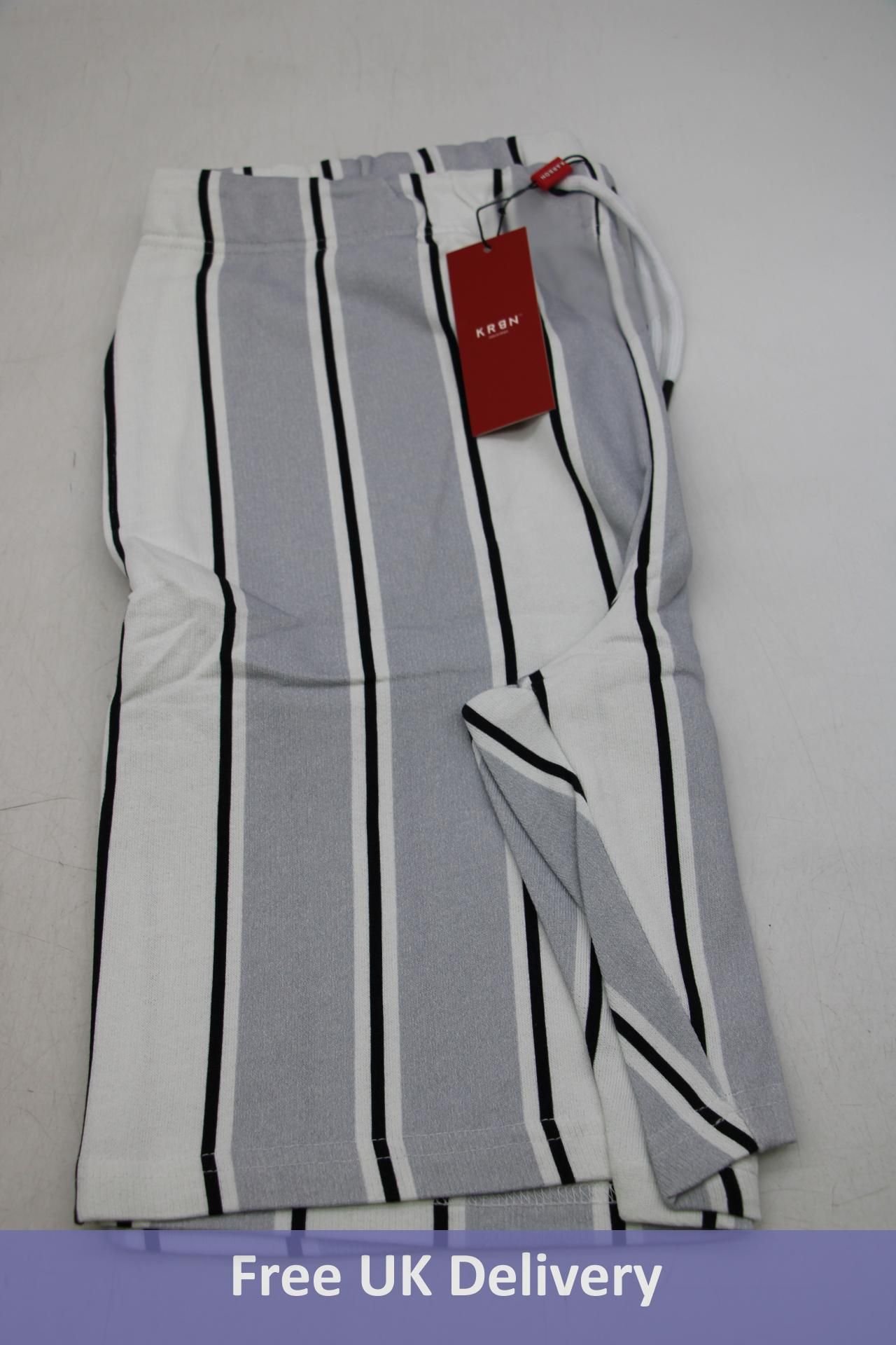 Two KRBN Men's Hamilton Striped Shorts, Grey, Large