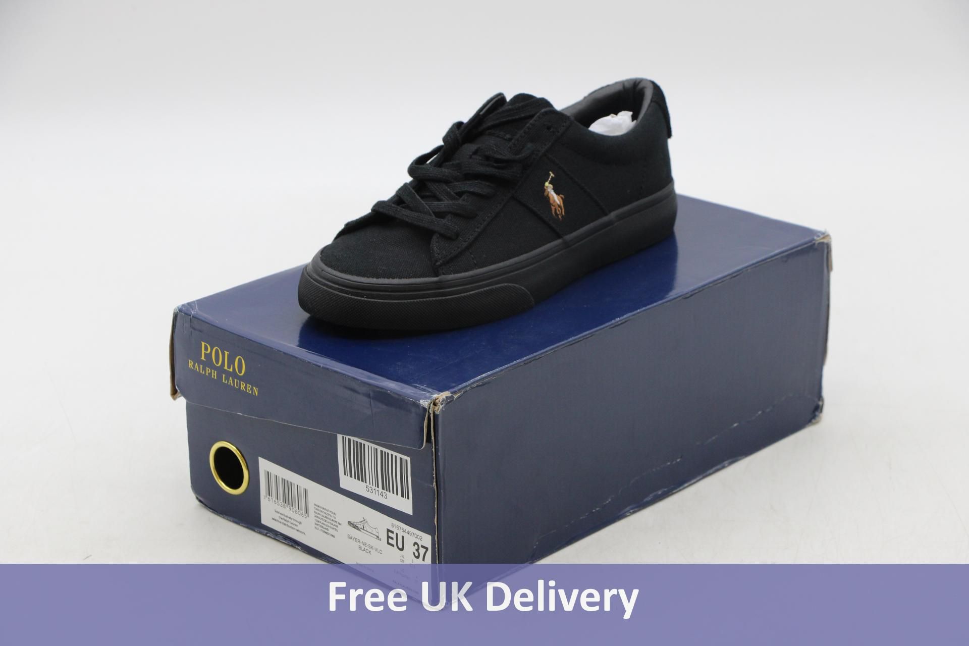 Ralph Lauren Kid's Sayer Canvas Trainers, Black, UK 3