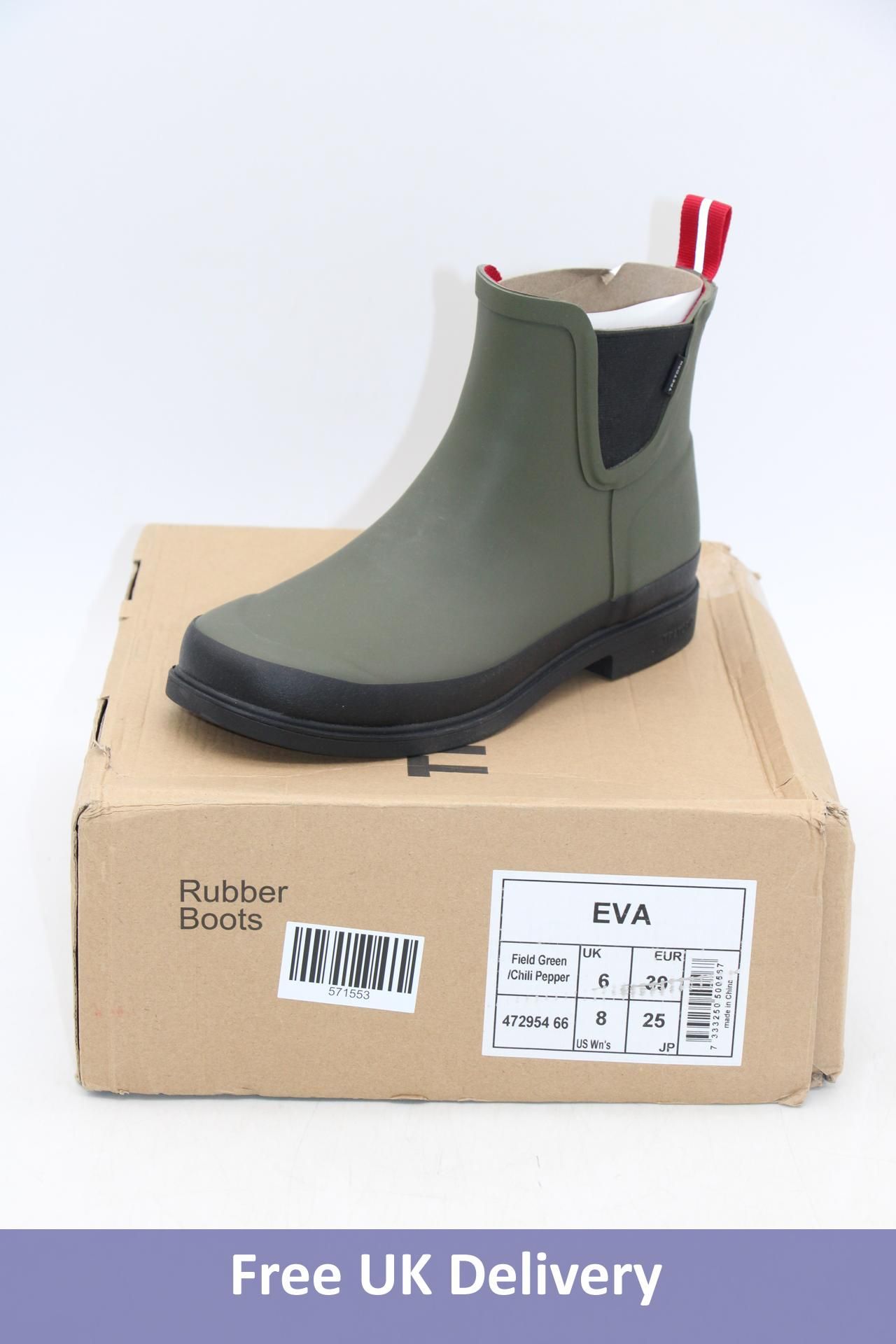 Tretorn EVA Rubber Boots, Green/Black, UK 6