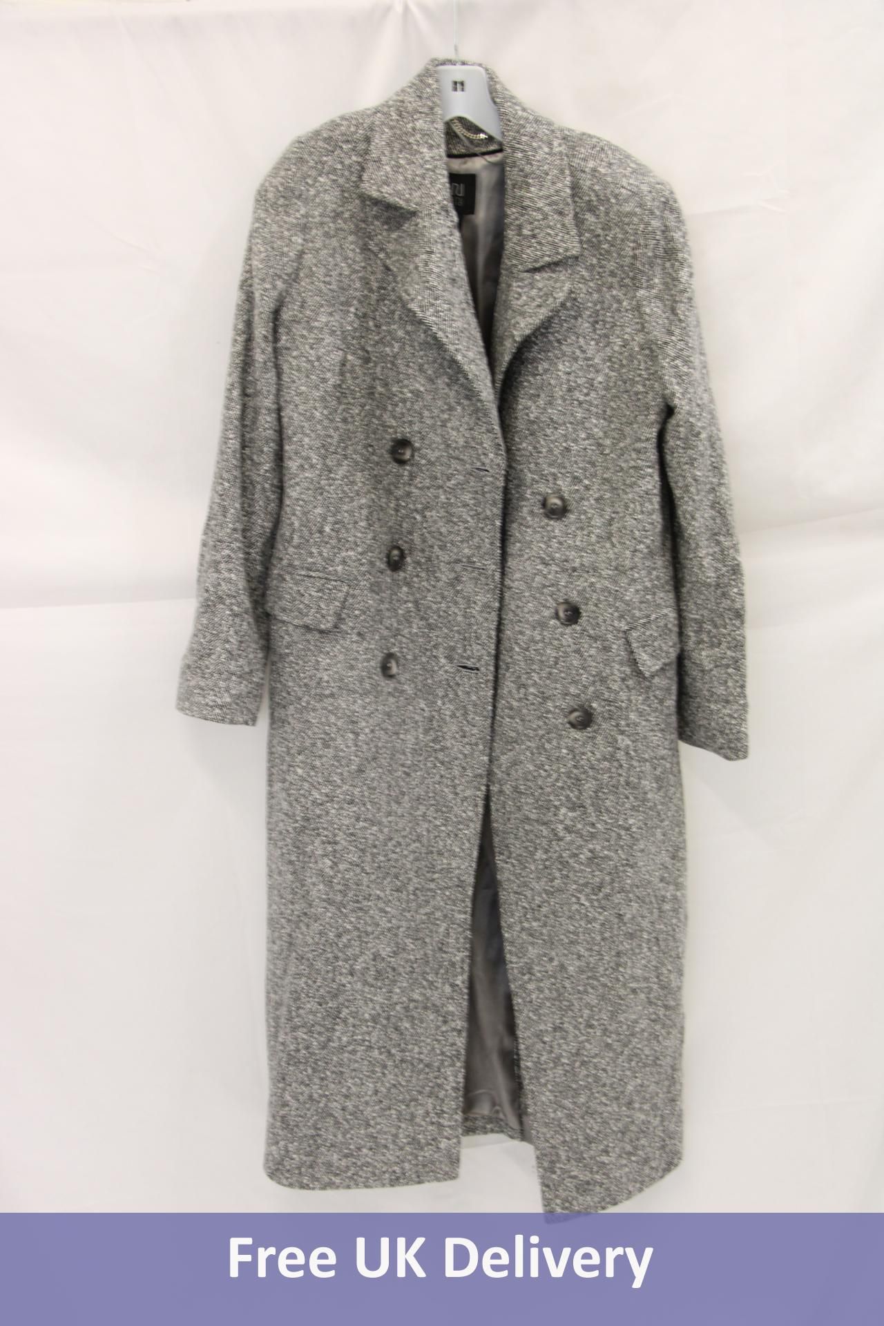 River Island RI Studio Smart Longline Coat, Grey, UK 10