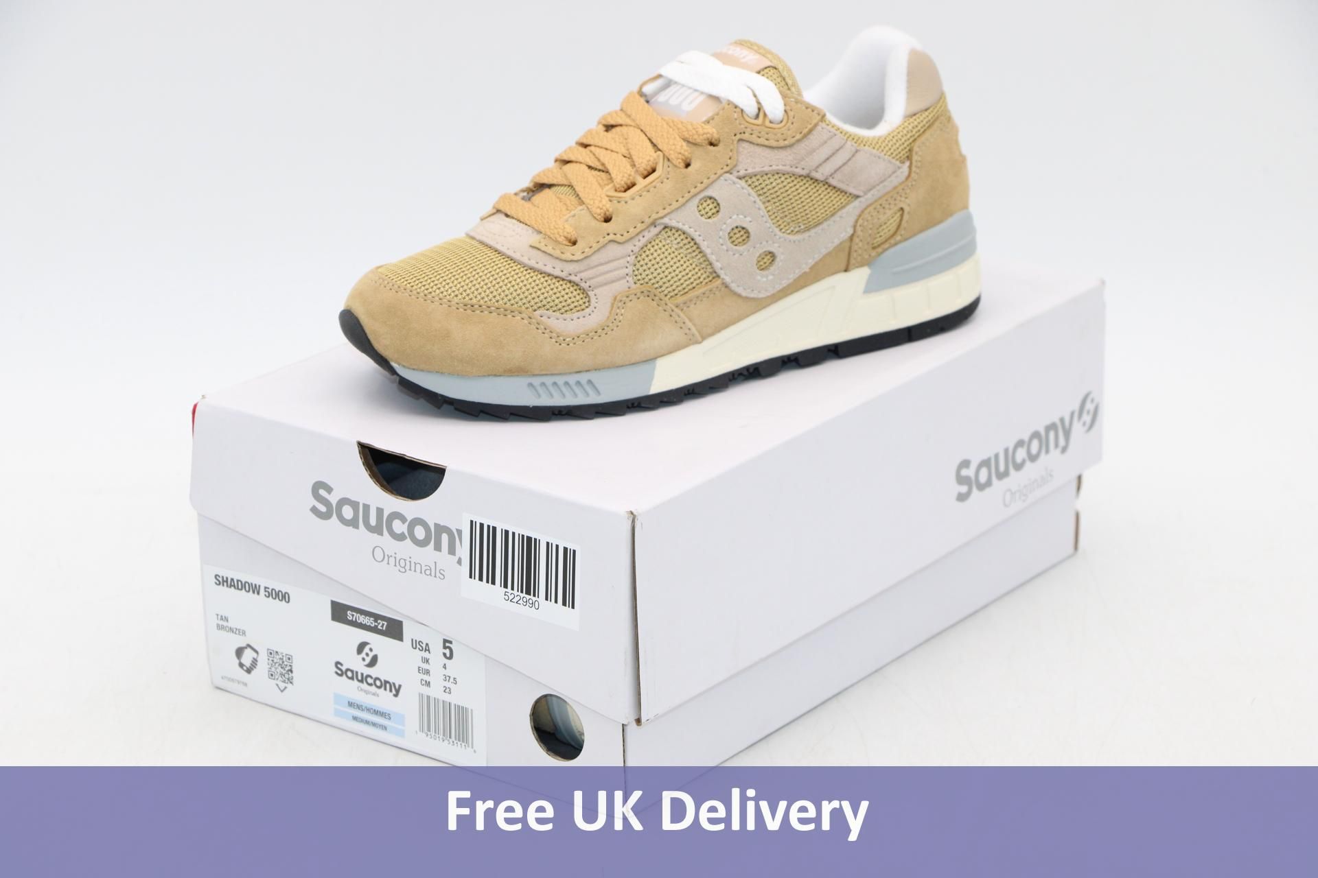 Saucony Shadow 5000 Trainers, Tan/White, UK 4