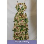 Farm Rio Fruit Forest Linen-Blend Maxi Dress, Fruit Sand, Size Medium