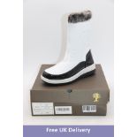 Ausland Woman's 7628 Midcalf Zipping Snow Boots, White/Black, UK 5. Box damaged