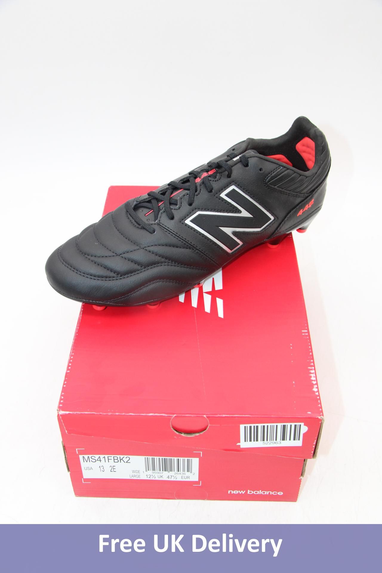 New Balance, 442 V2, Pro Football Boots, Black/Red/Silver, UK 12.5. Box damaged