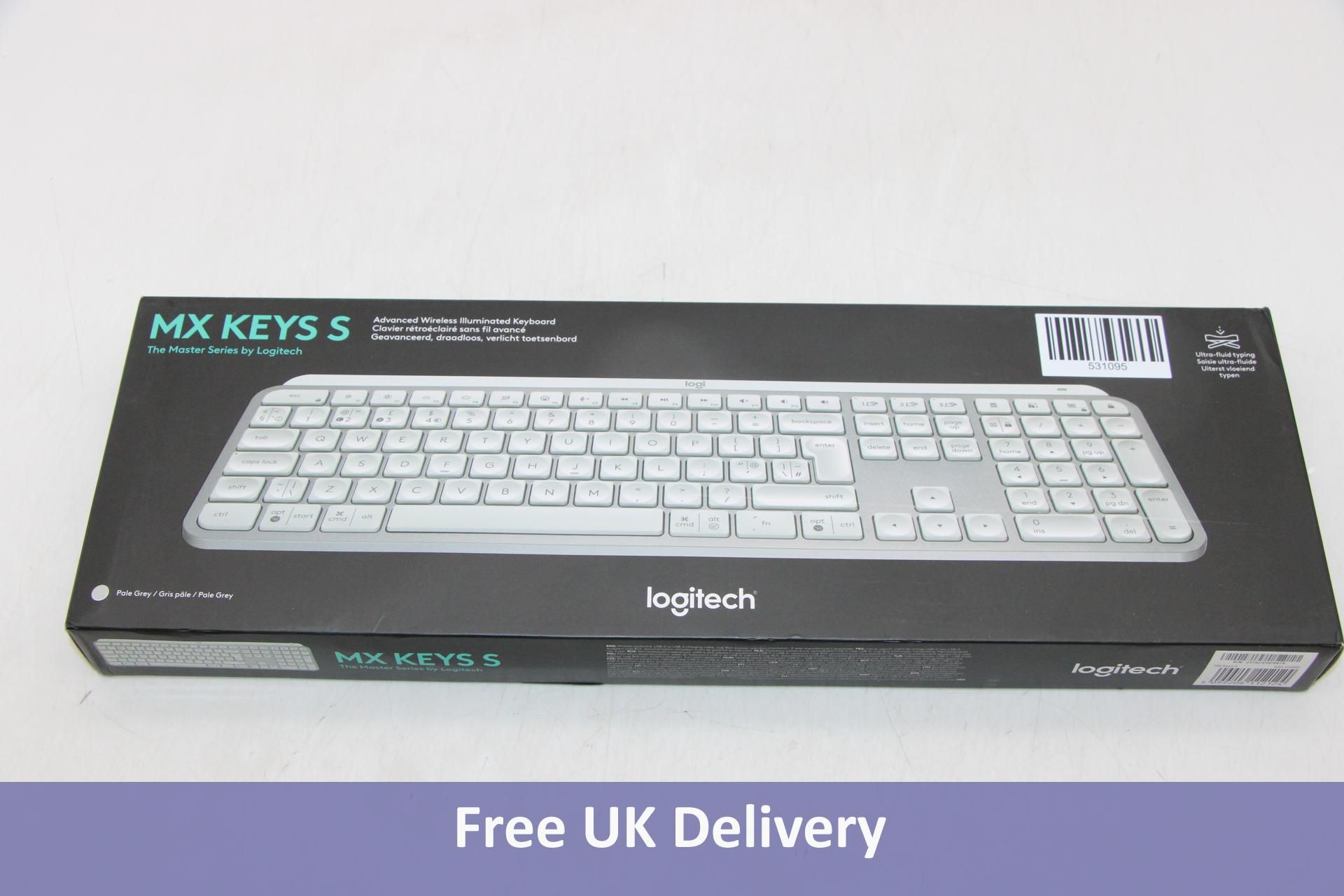 Logitech MX Keys S Keyboard, Pale Grey