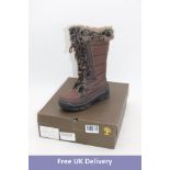 Ausland Woman's Lace Up Midcalf Fabric Snow Boots, Coffee, UK 5. Box damaged