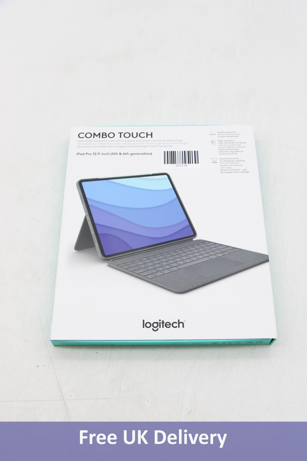 Logitech Combo Touch iPad Pro 12.9 Inch Tablet Case, Grey