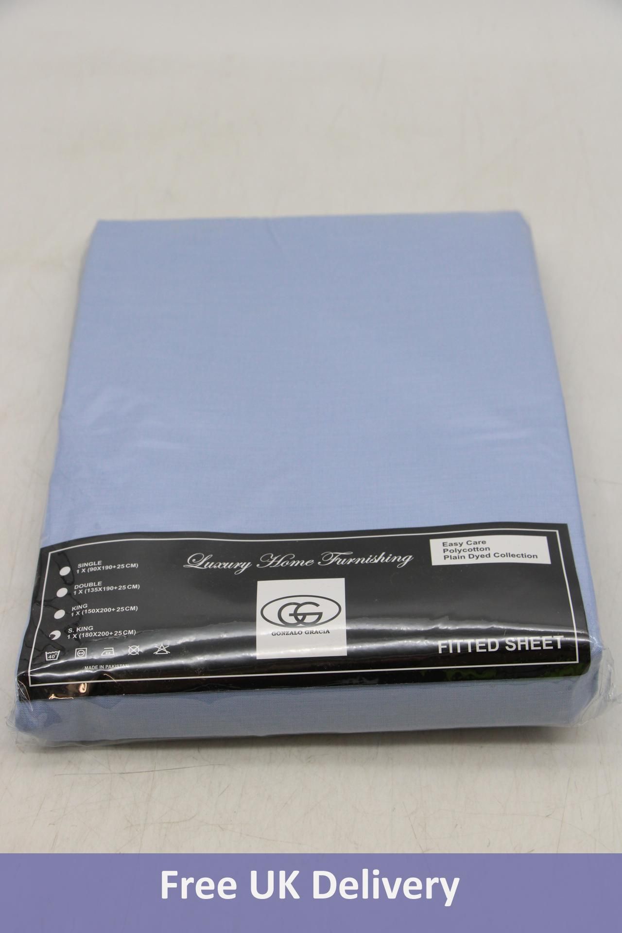 Two Gonzalo Gracia Superking Fitted Sheets, Sky Blue, 180 x 200cm