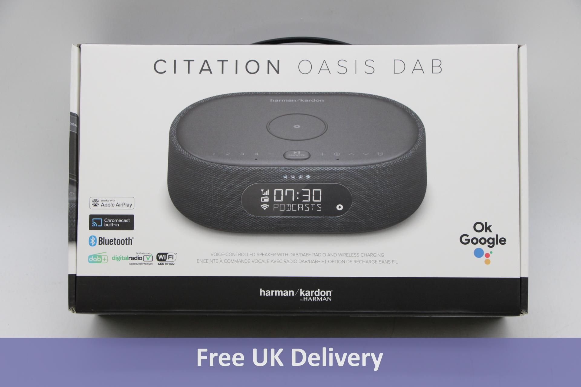 Kardon By Harman Citation Oasis DAB Voice Controlled Speaker with Wireless Charging, Black