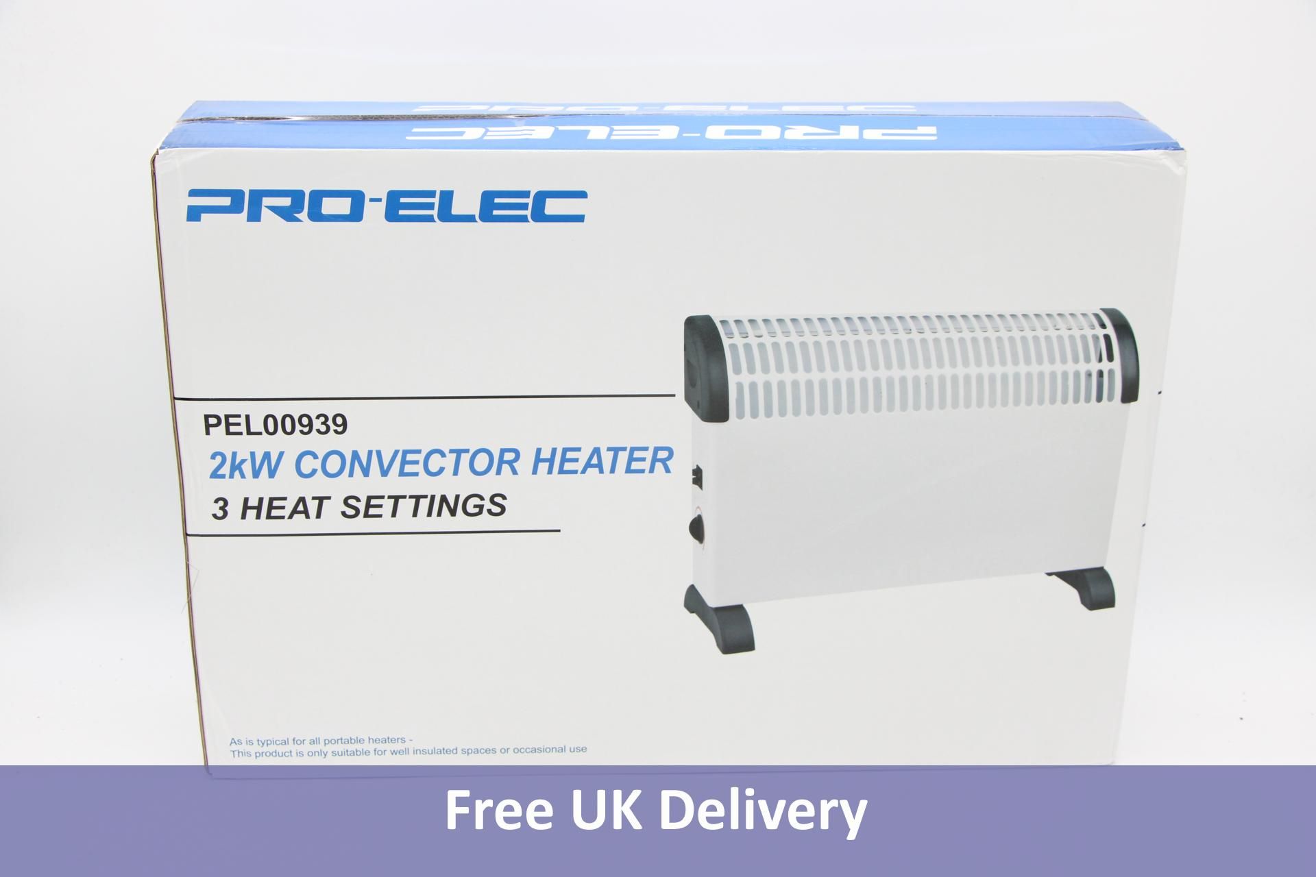 Five Pro Elec, PEL00939, 2KW, 3 Heat Settings Convector Heater, White