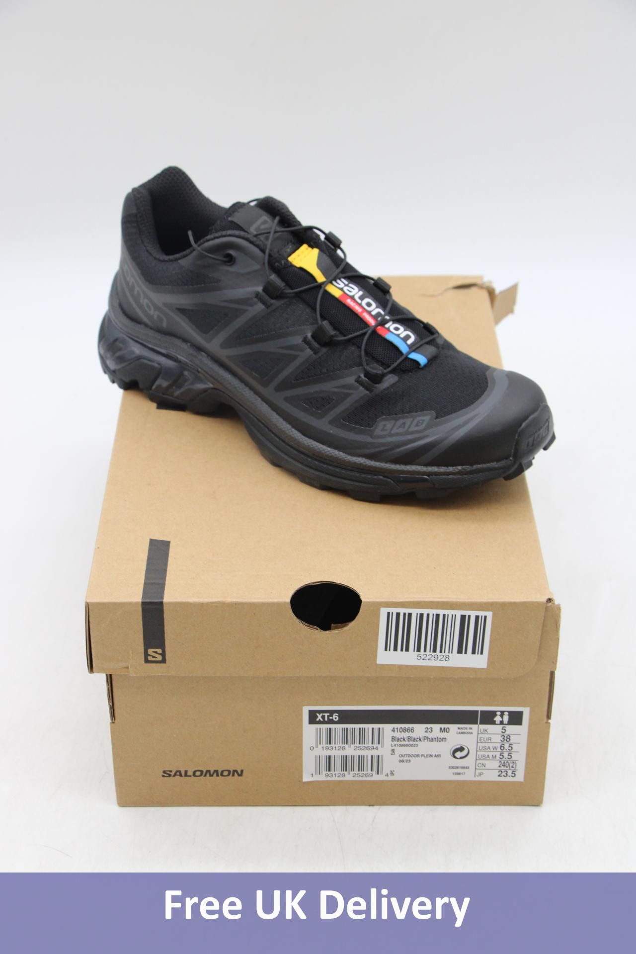 Salomon, XT-6, Trainers, Black/Phantom, UK 6. Box damaged