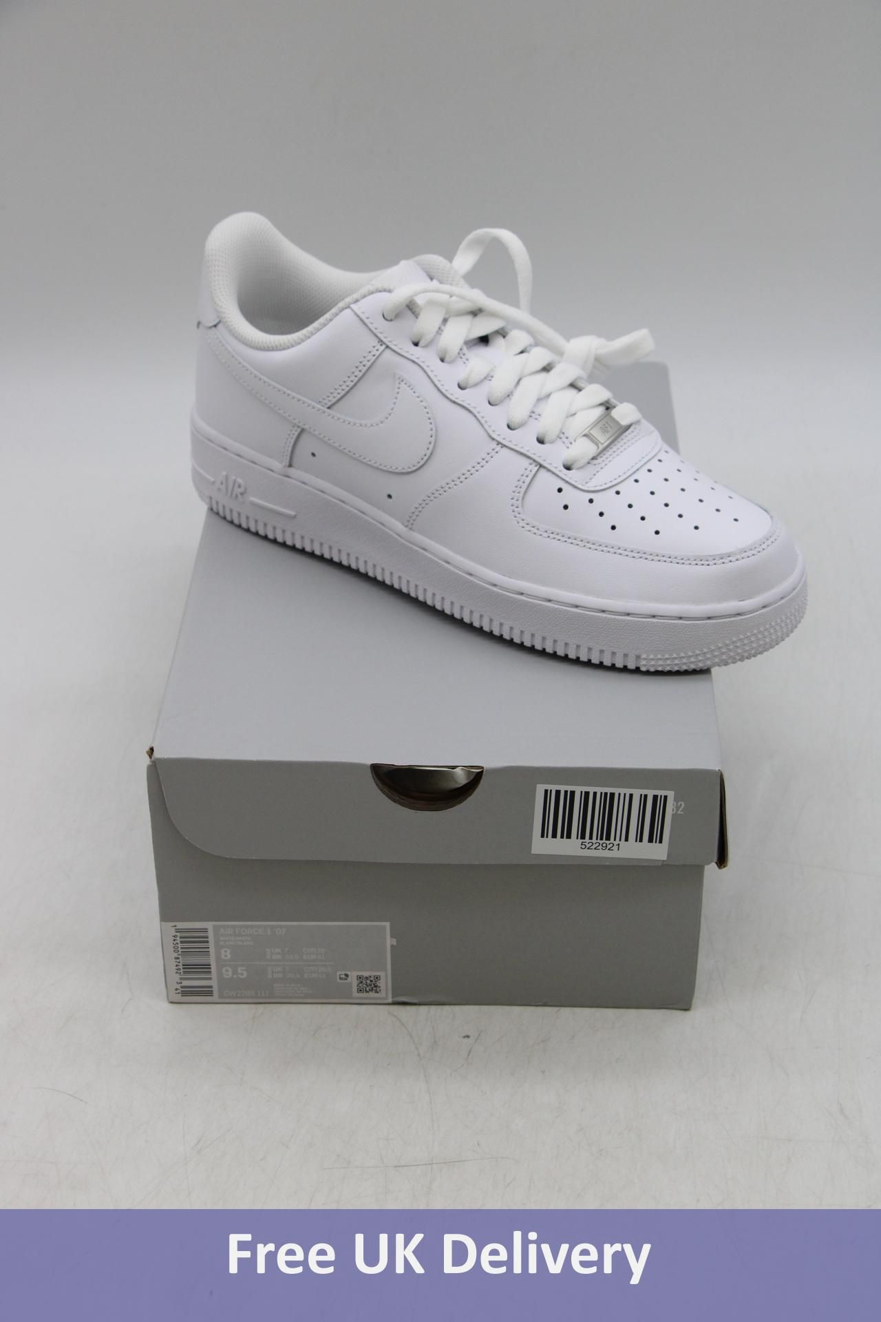 Nike Air Force 1 '07 Trainers, White, UK 9.5. Box damaged