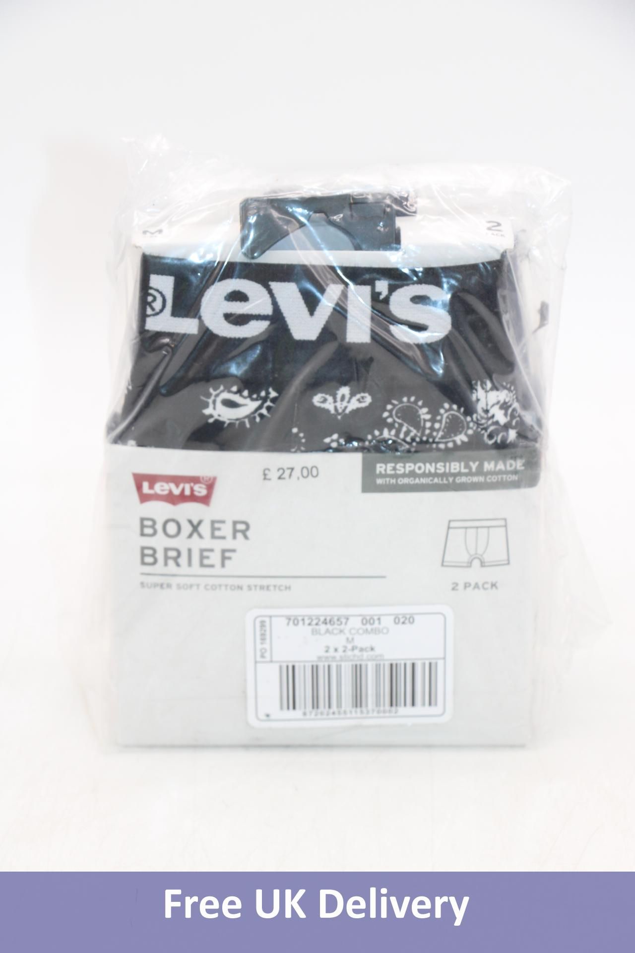 Six Packs of Levi's Boxer Brief, Black Combo, Size M, 2x per Pack