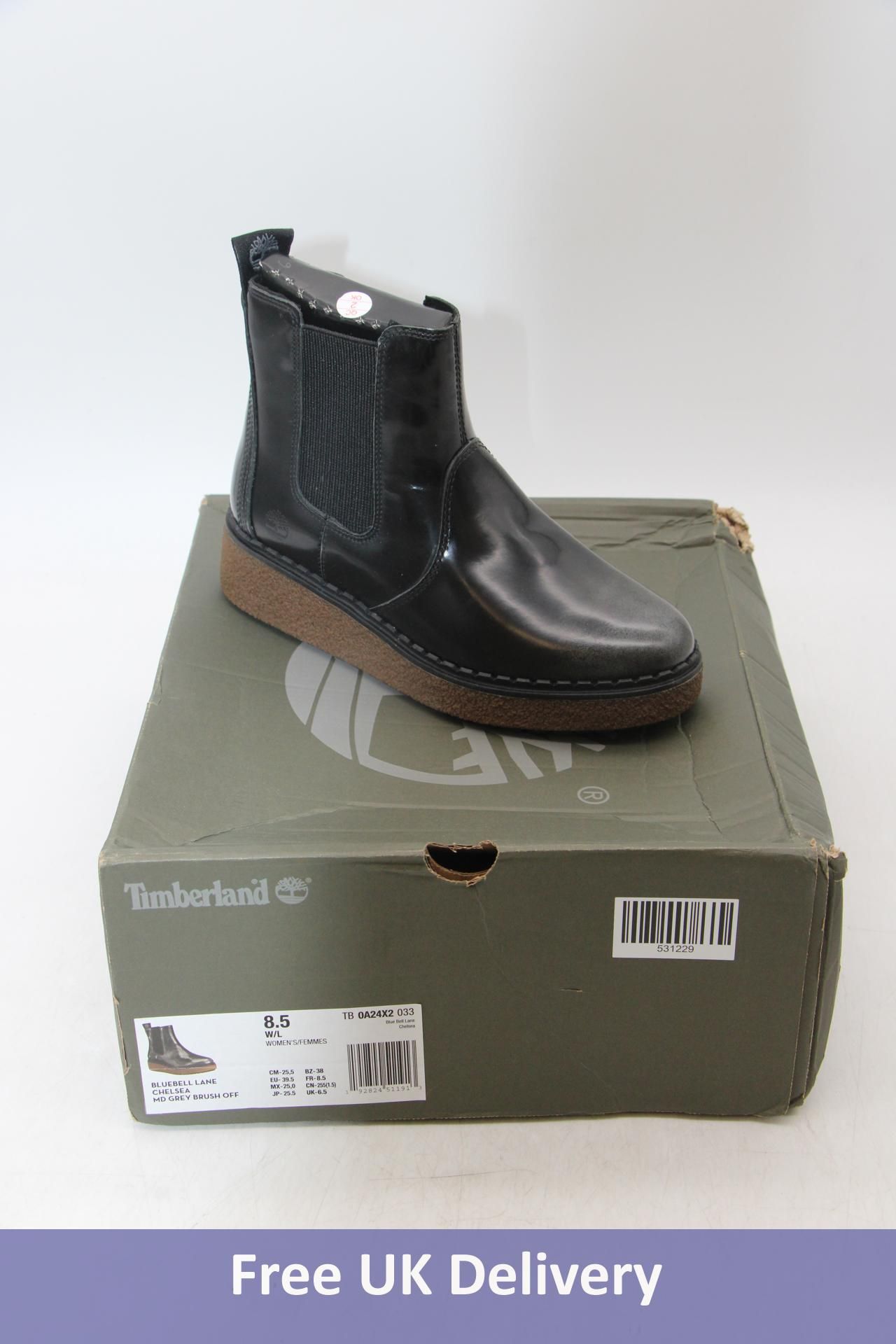 Timberland Bluebell Lane Chelsea Boots, Black/Grey Brush Off, UK 6.5. Box damaged