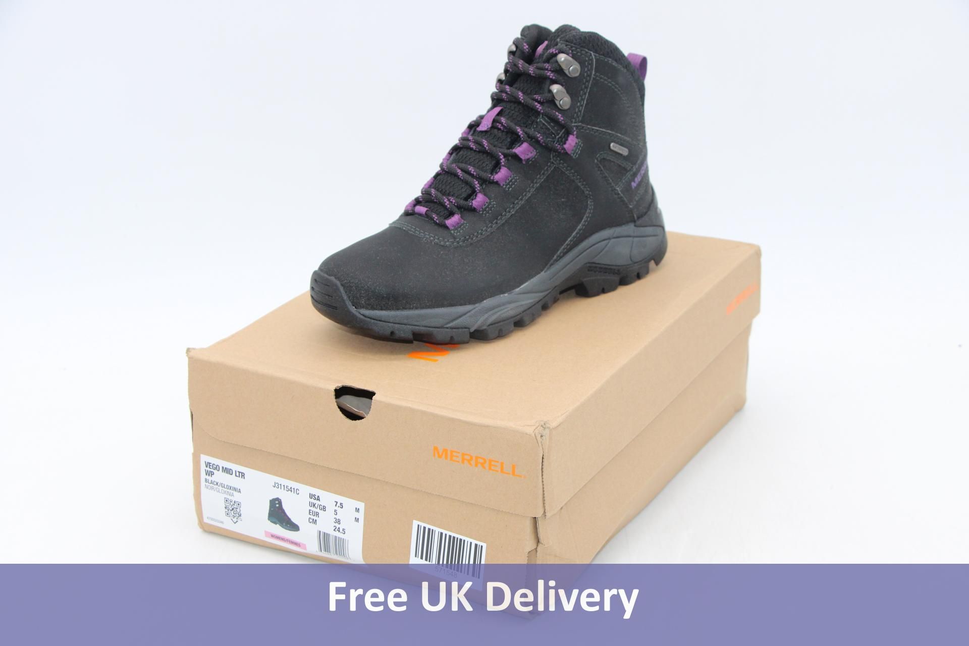 Merrell Vego Mid LTR Boots, Black/Purple, UK 5