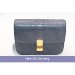 Celine Classic Python Bag, Removable Shoulder Strap, Navy Blue, Size Medium, No Box