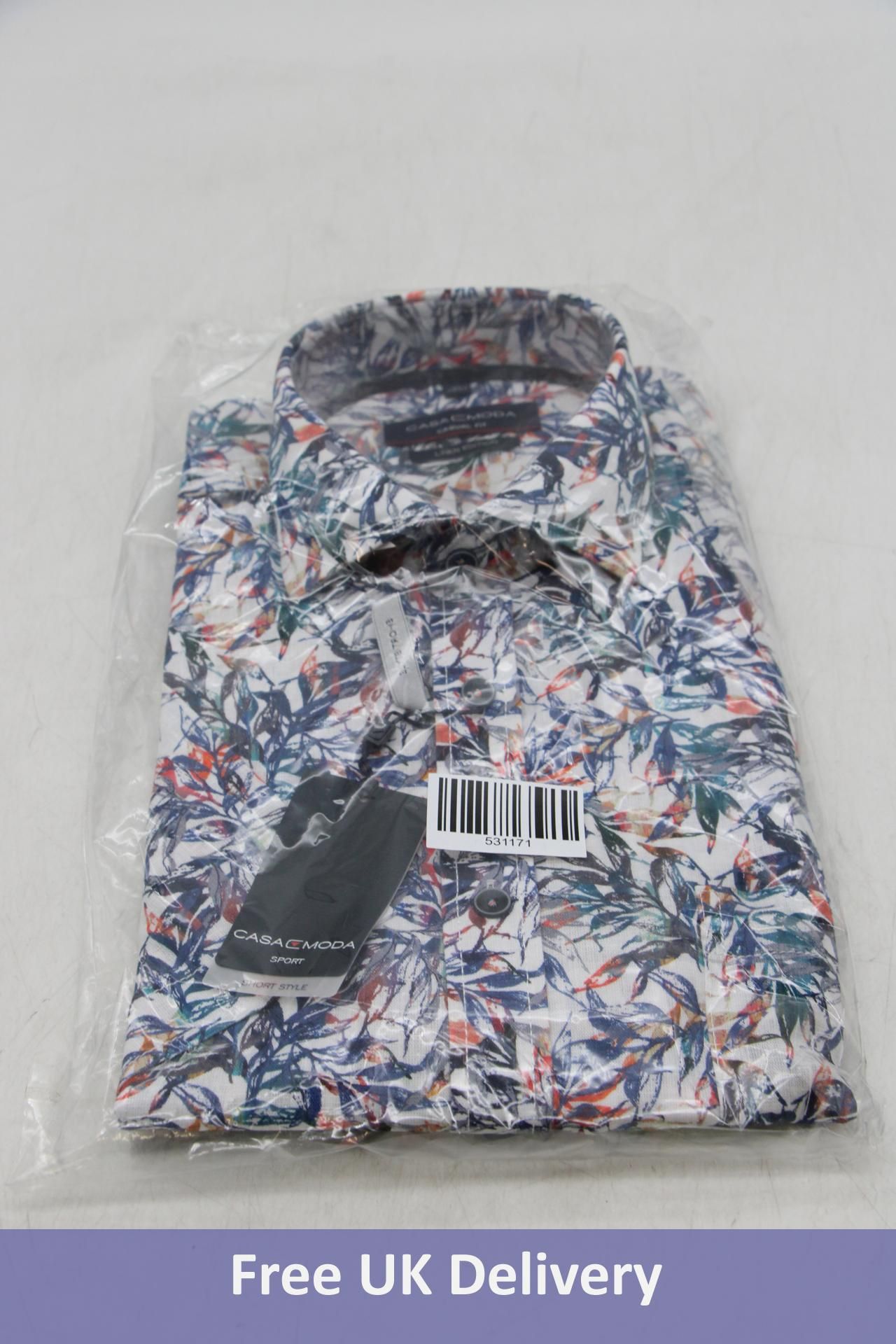 Casamoda Linen Short Sleeve Floral Print Casual Fit Shirt, Multicolour, X-Large