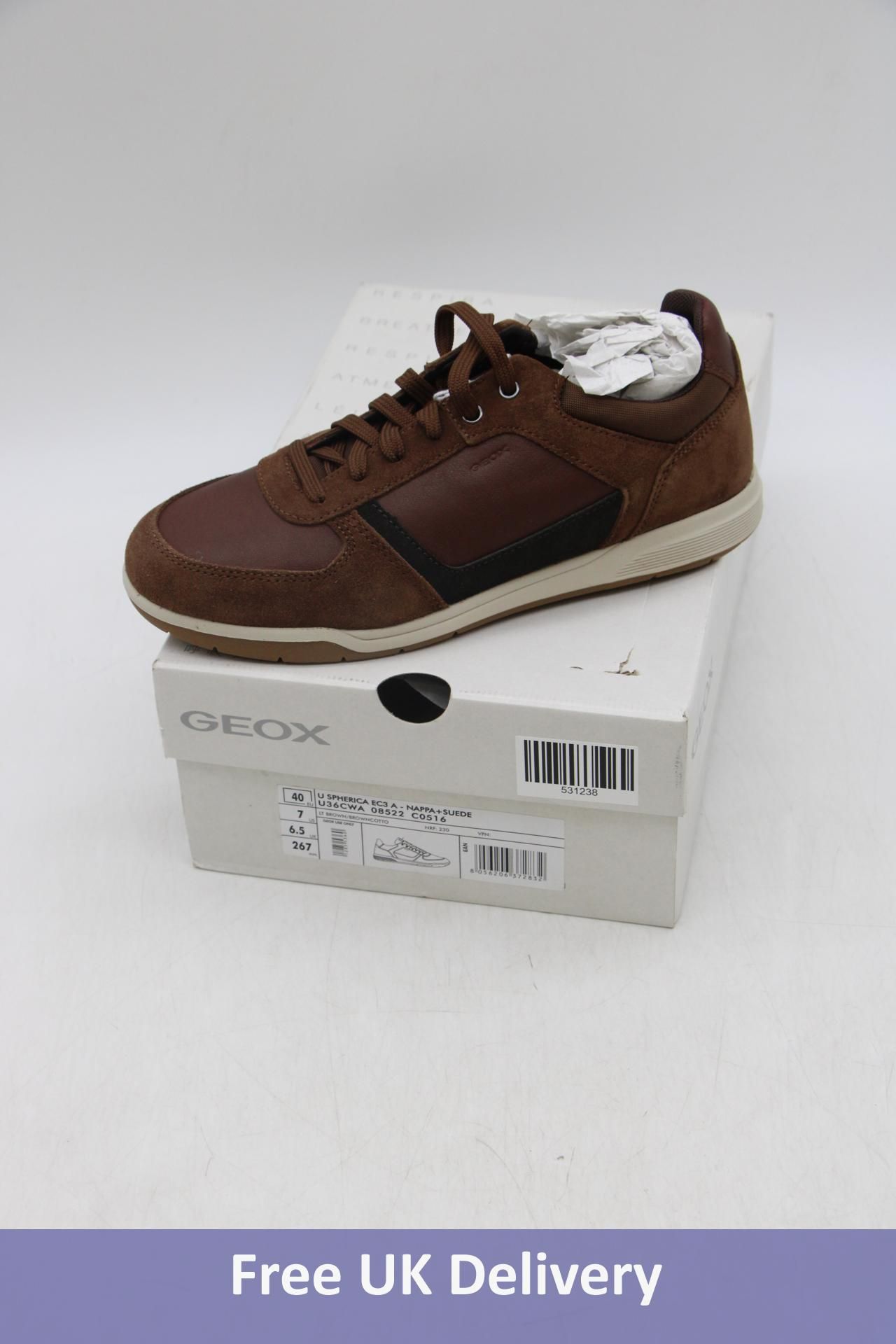 Geox Spherica EC3 Nappa/Suede Trainers, Brown, UK 6.5