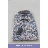 Casamoda Linen Short Sleeve Floral Print Casual Fit Shirt, Multicolour, XXL