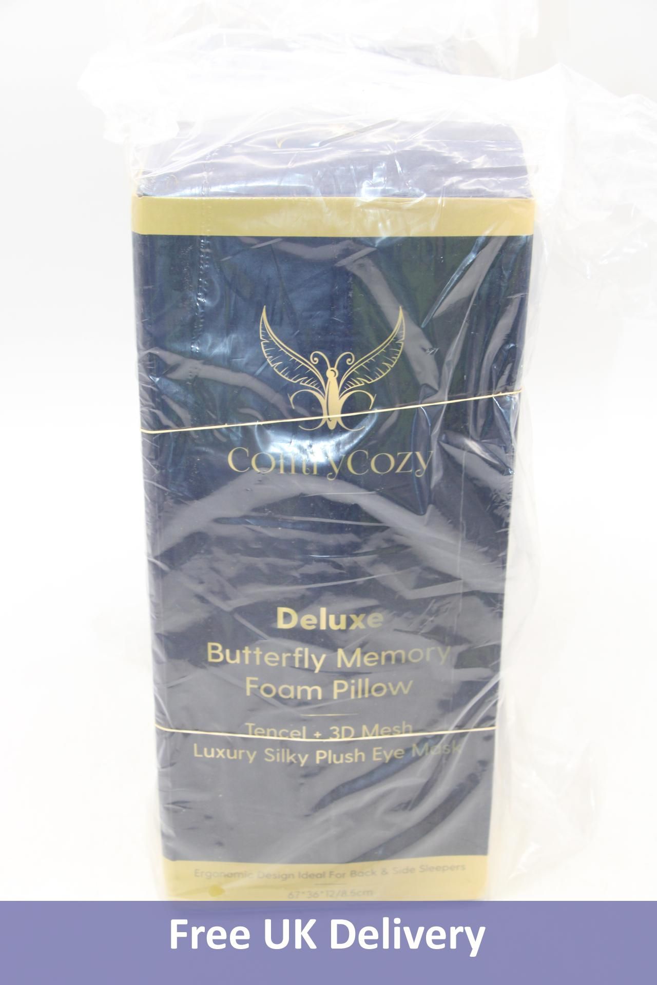 Set of Two ComfyCozy Deluxe Butterfly Memory Foam Pillows, 67 x 36 x 12/8.5cm