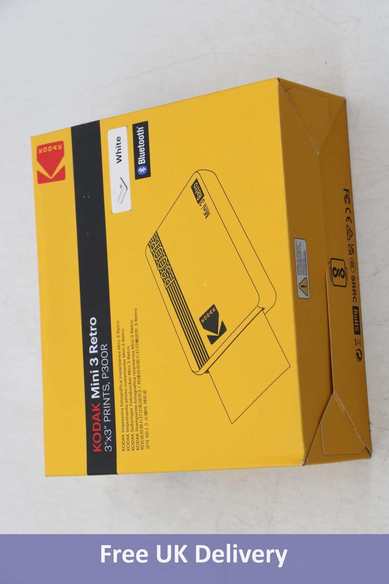 Kodak P300R Mini 3 Retro 3'' x 3'' Printer + 60 Sheets Bundle, White