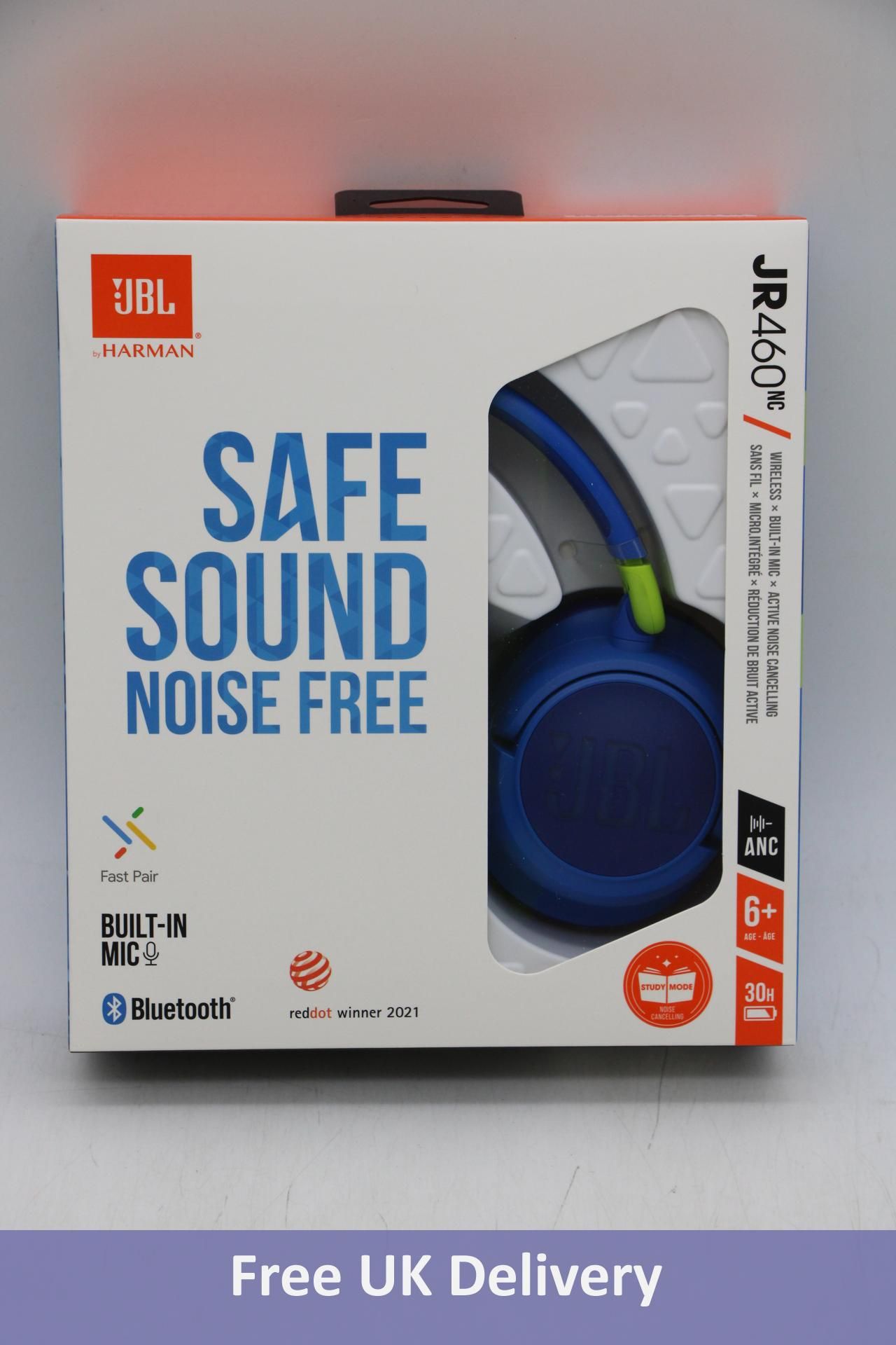 JBL Harman Safe Sound Noise Free JR460NC Wireless Headphones with Built In Mic, Blue