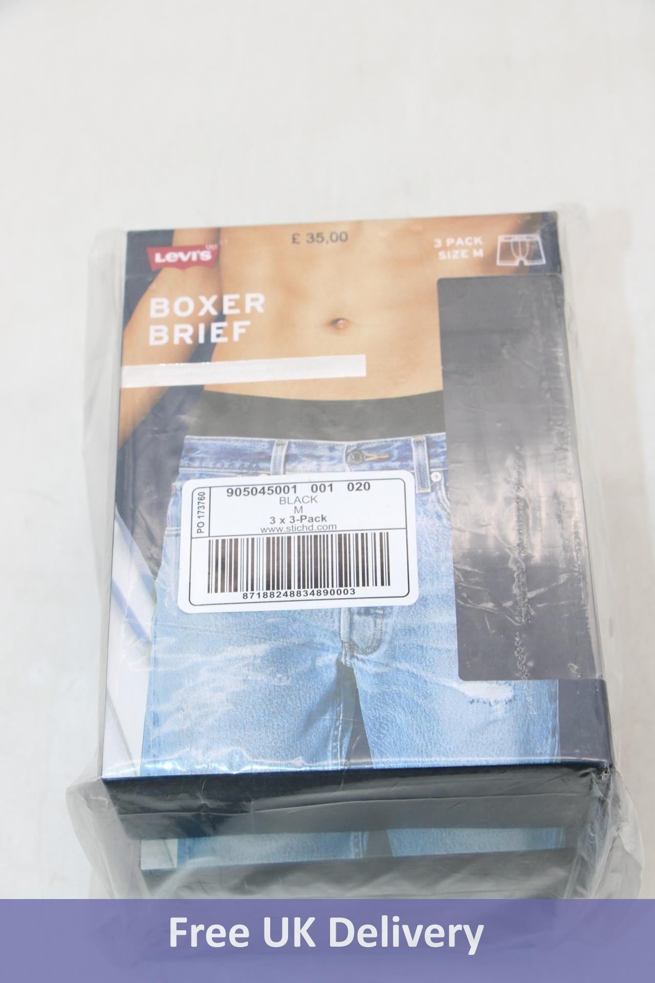 Three Packs of Levi's Boxer Brief, Black, Size M, 3 per Pack